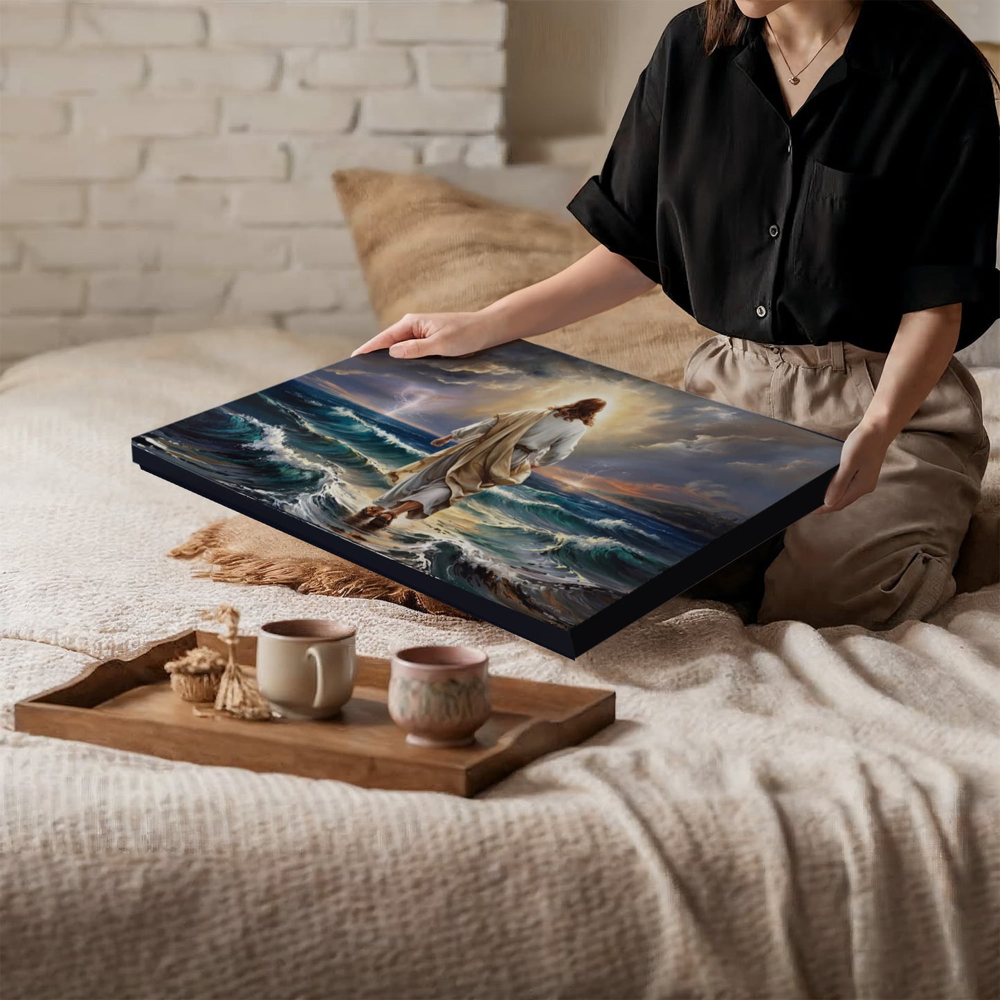 Jesus walking on water gallery-wrapped canvas, Christian Wall Art