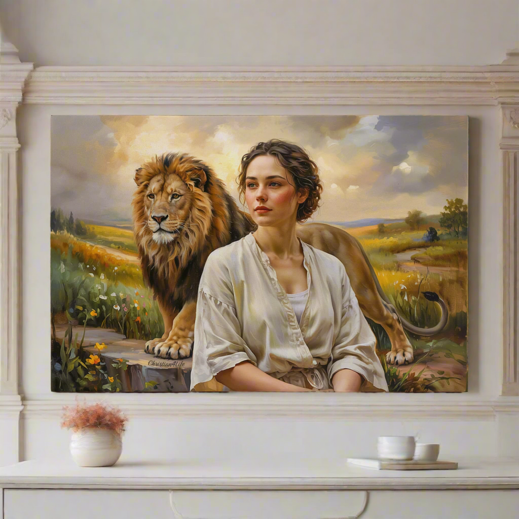 "Behind every Christian woman is the Lion of Judah." - Gallery Wrapped Canvas