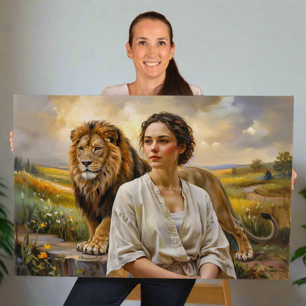"Behind every Christian woman is the Lion of Judah." - Gallery Wrapped Canvas