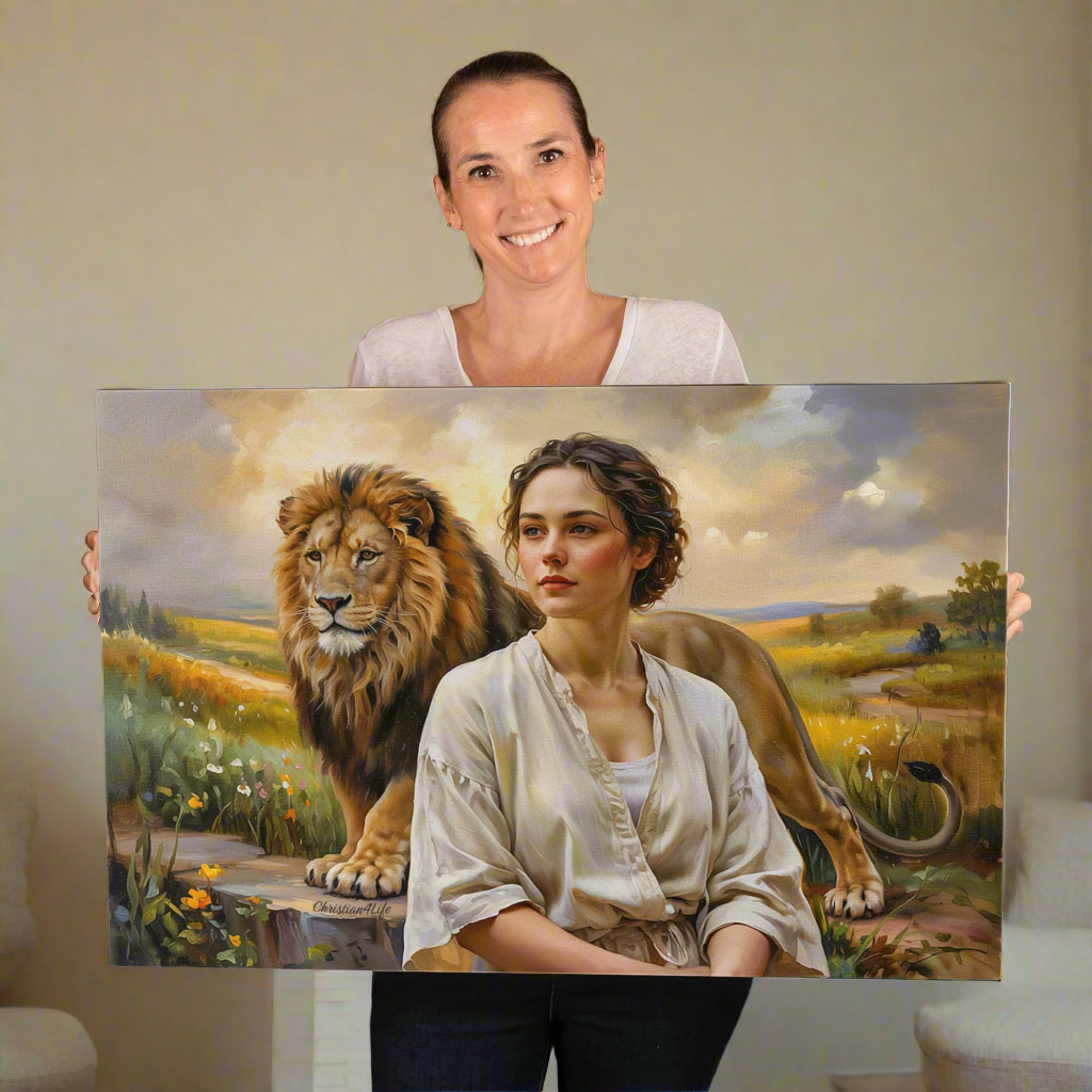 "Behind every Christian woman is the Lion of Judah." - Gallery Wrapped Canvas