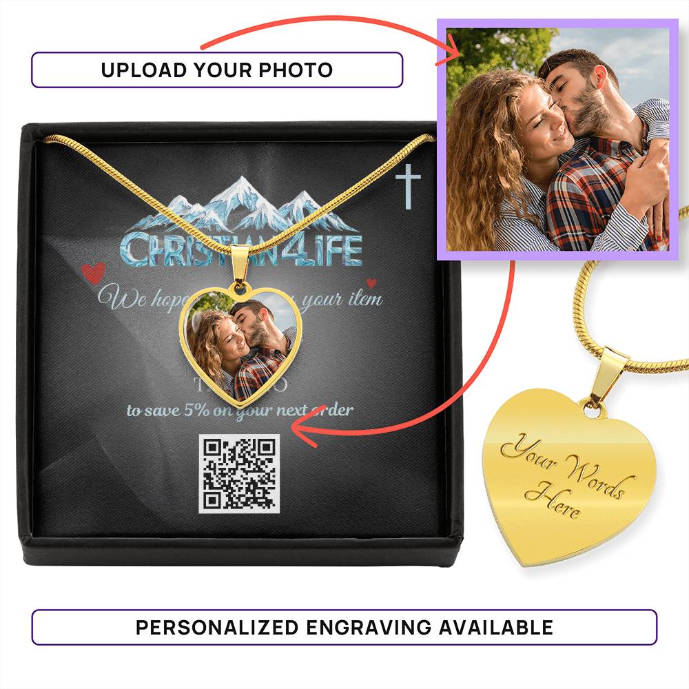 Personalized Heart Pendant Necklace (photo and message) - Jewelry