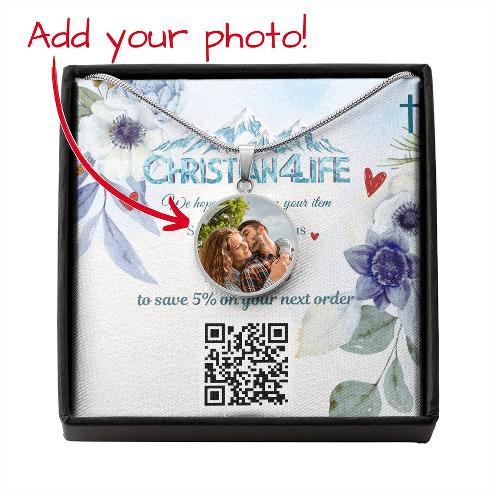 Circle Pendant Personalized by You (Photo and message) - Luxury Necklace (.316 Surgical Steel) / No - Jewelry