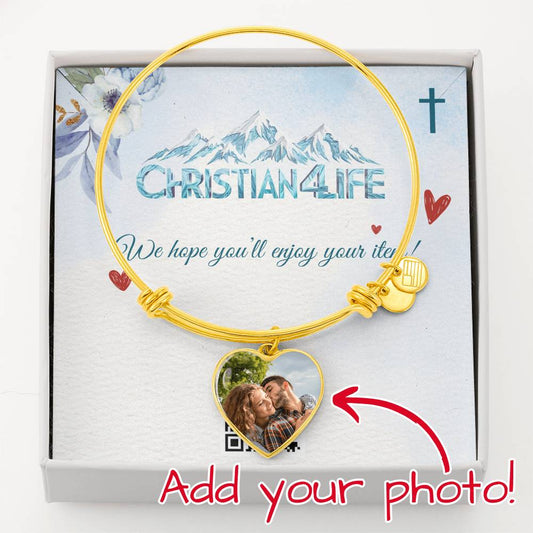 Personalized by you Heart Bangle Bracelet - 18k Yellow Gold Finish Heart Pendant Bangle / No - Jewelry