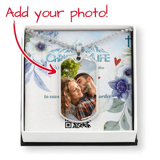 Personalized Dog Tag Necklace (Your Photo and Message) - Jewelry