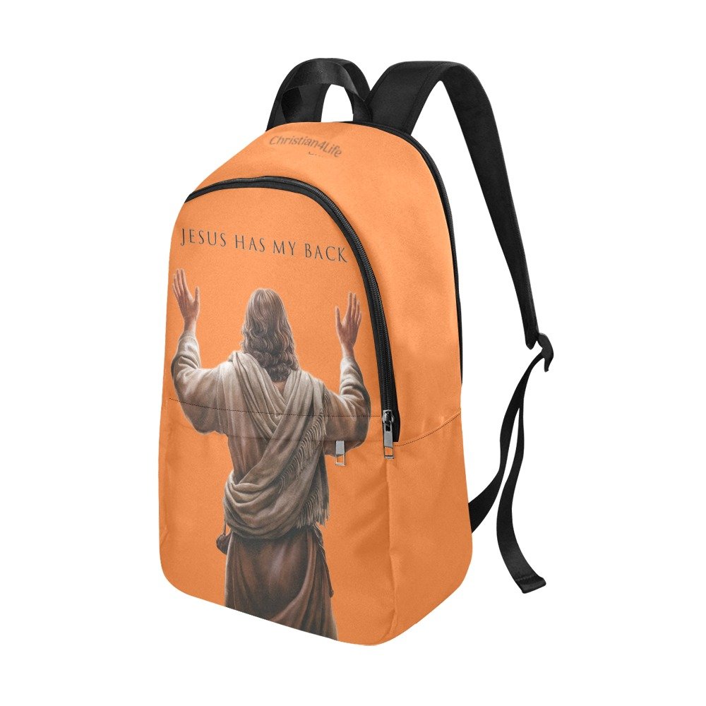 "Jesus Has My Back" Graphic design Christian Backpack (Choose Orange Shade)