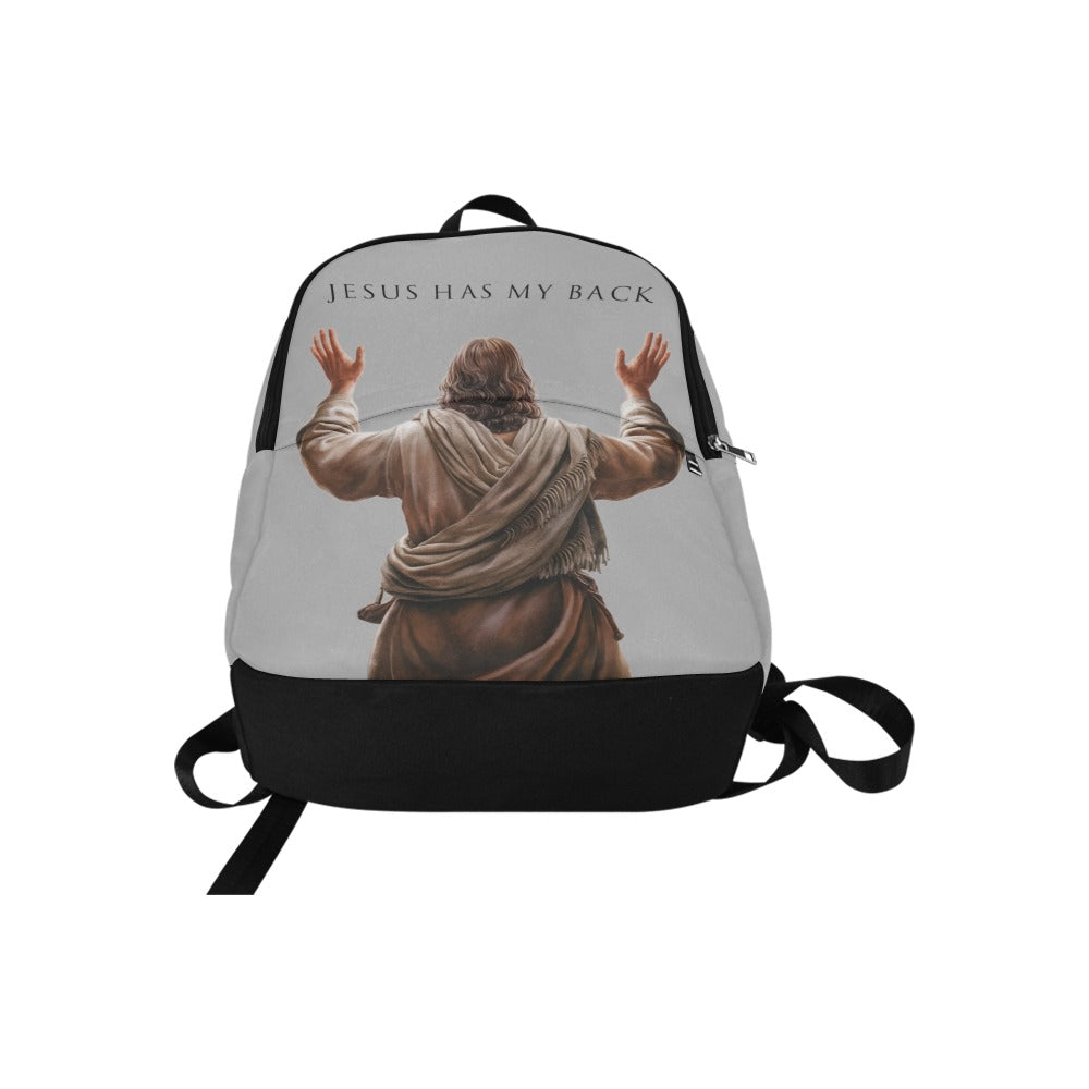 "Jesus Has My Back" Graphic design Christian Backpack (Choose Grey Shade)