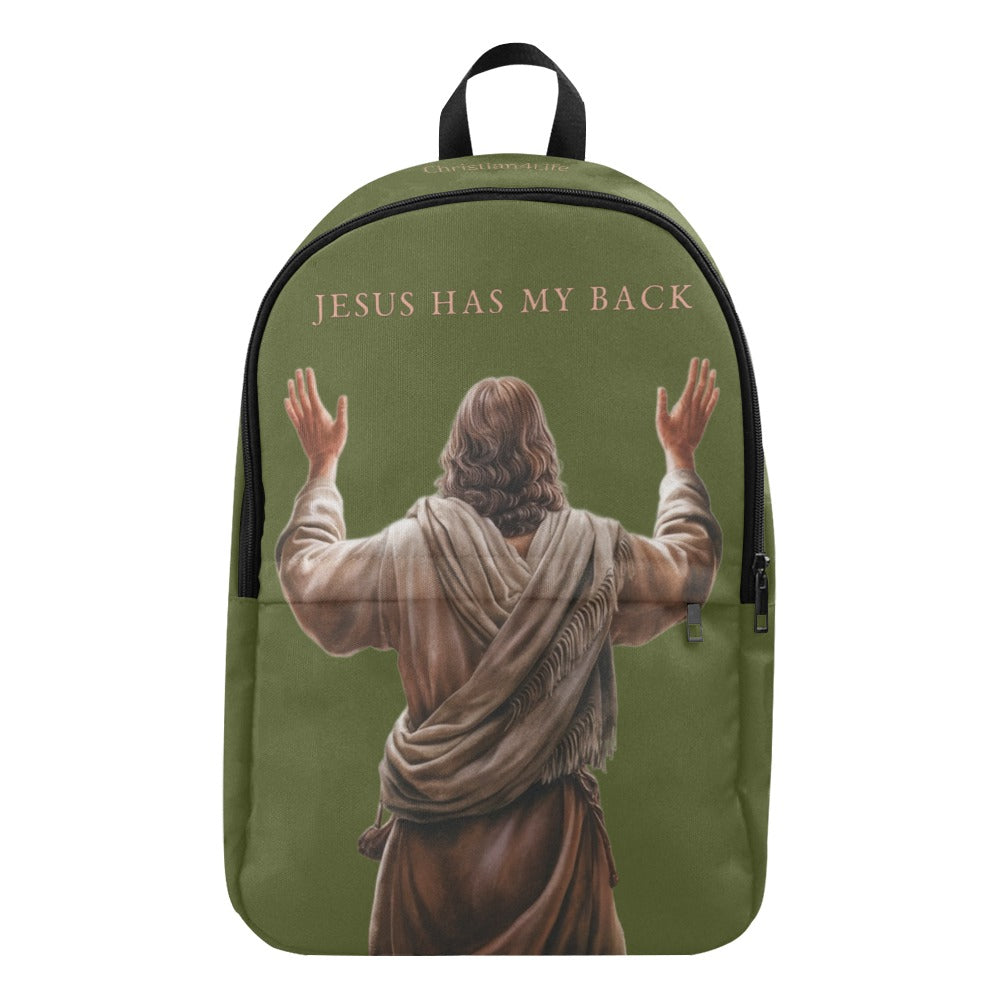 "Jesus Has My Back" Christian Backpack (Choose Green Shade)