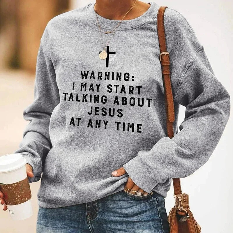 ’Warning I May Start Talking About Jesus’ Unisex Sweatshirt - Gray / S - Sweatshirts