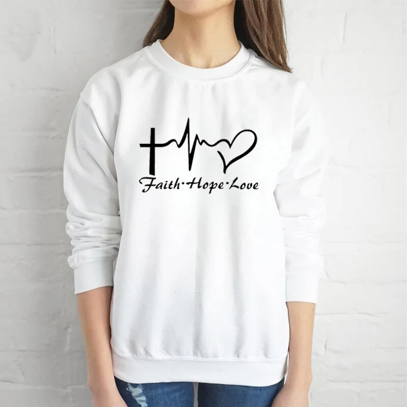 Faith Hope & Love Letter Christian Sweatshirt - White / 3XL - Sweatshirts