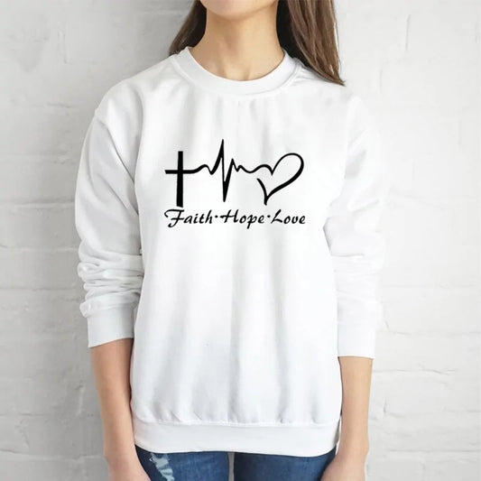 Faith Hope & Love Letter Christian Sweatshirt - White / 3XL - Sweatshirts