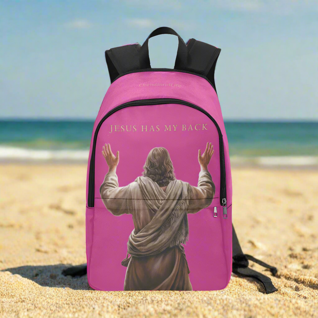 "Jesus Has My Back" Christian Backpack (Choose Pink Shade)