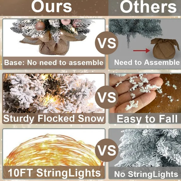 22in Tabletop Christmas Trees With Lights Christmas Ornaments Decorations & snow - Home Decor
