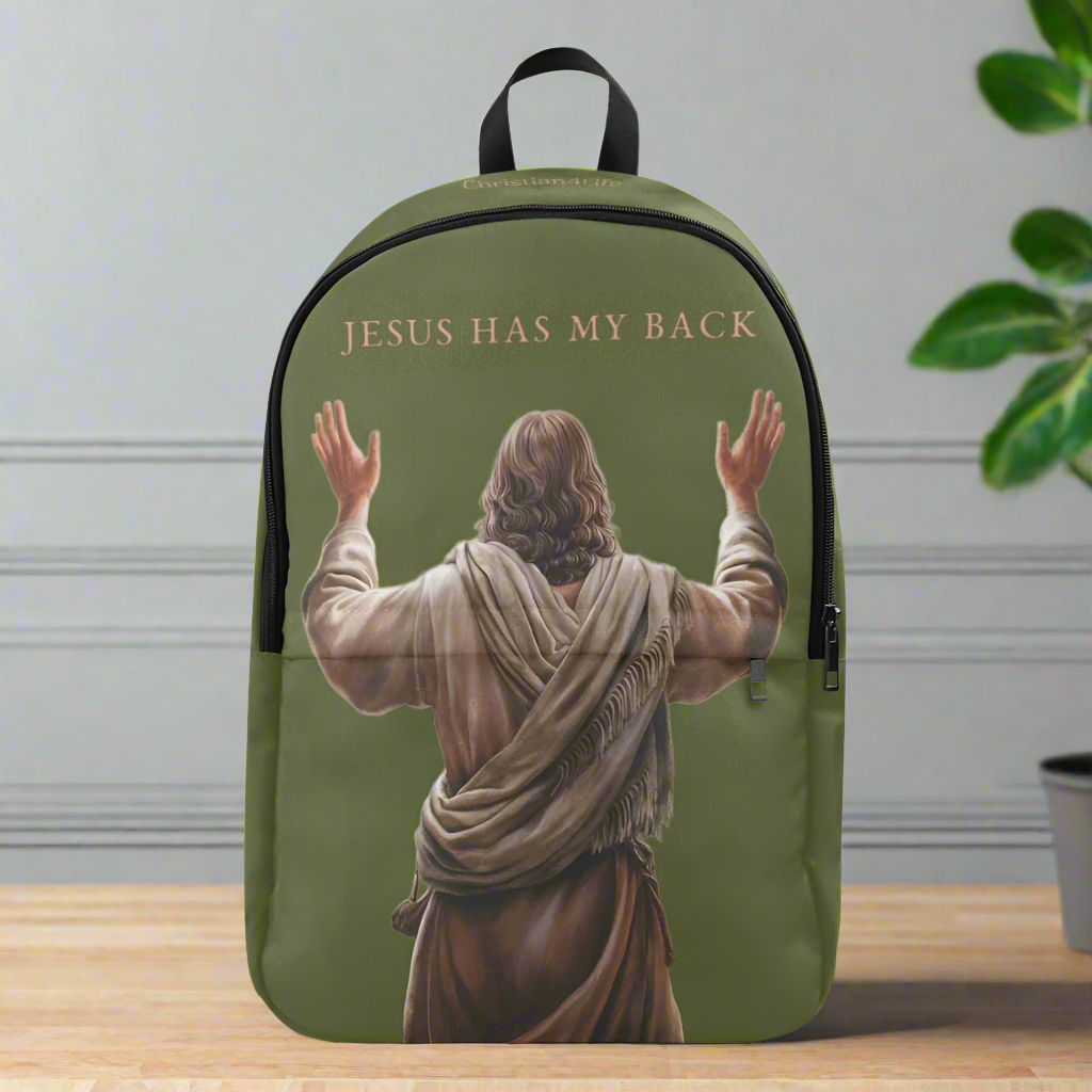 "Jesus Has My Back" Christian Backpack (Choose Green Shade)