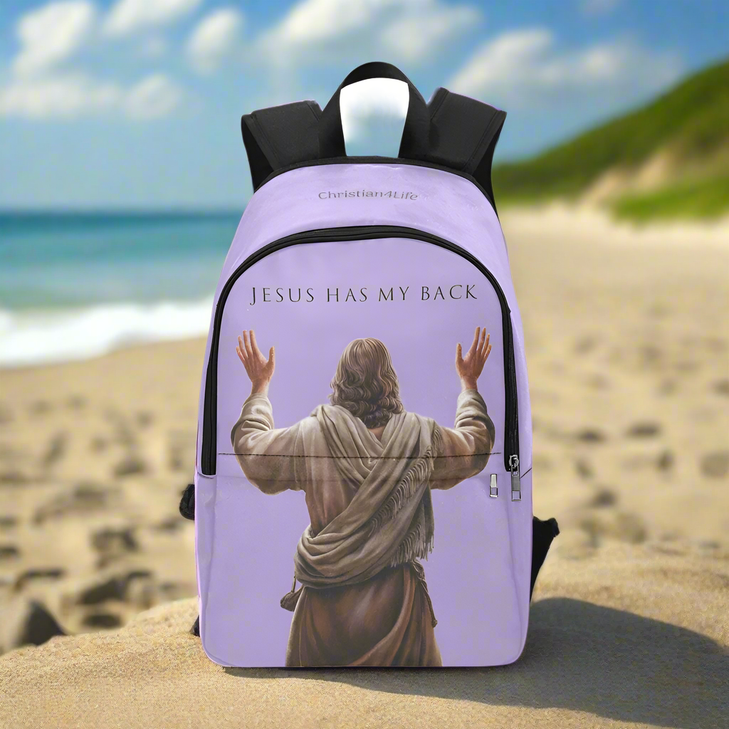 "Jesus Has My Back" Christian Backpack (Choose Purple Shade)