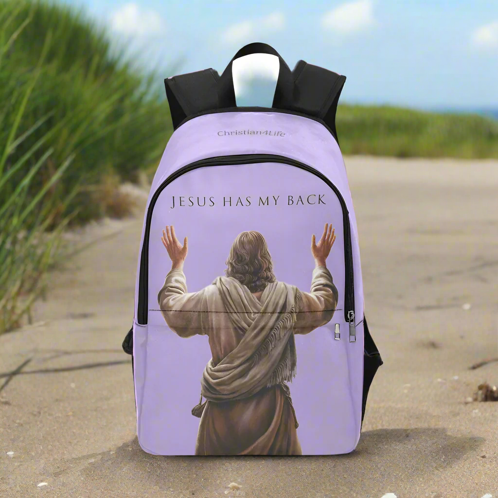"Jesus Has My Back" Christian Backpack (Choose Purple Shade)