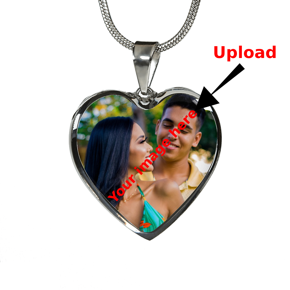 Personalized Heart Pendant Necklace (photo and message) - Jewelry
