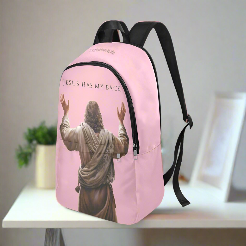 "Jesus Has My Back" Christian Backpack (Choose Pink Shade)