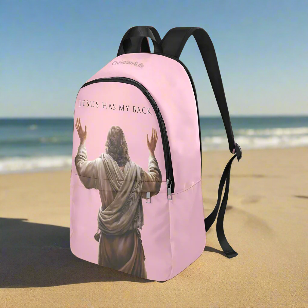 "Jesus Has My Back" Christian Backpack (Choose Pink Shade)