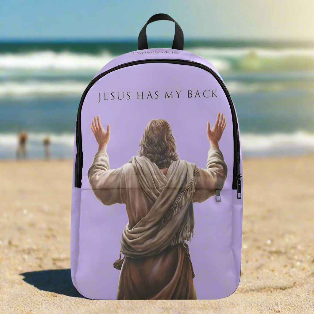 "Jesus Has My Back" Christian Backpack (Choose Purple Shade)