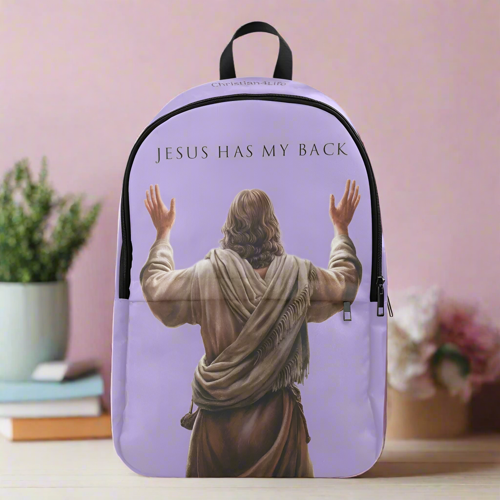 "Jesus Has My Back" Christian Backpack (Choose Purple Shade)