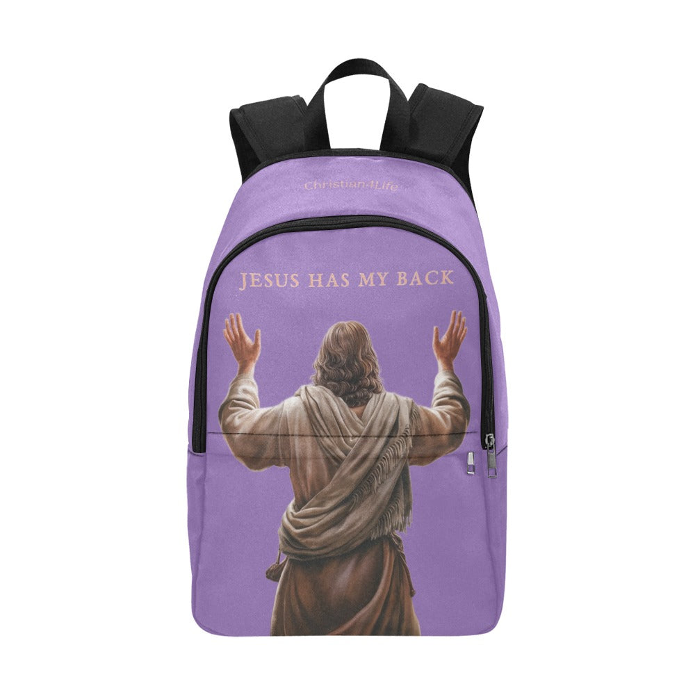 "Jesus Has My Back" Christian Backpack (Choose Purple Shade)