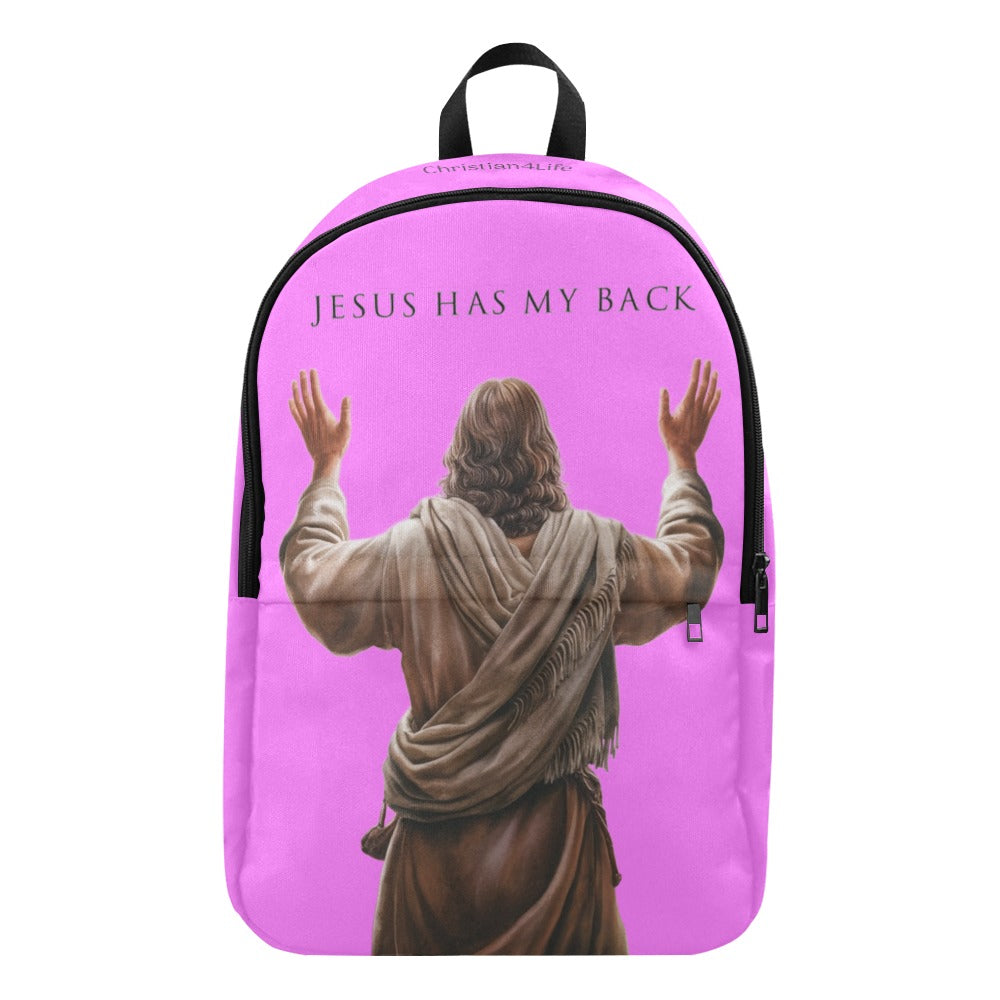 "Jesus Has My Back" Christian Backpack (Choose Pink Shade)