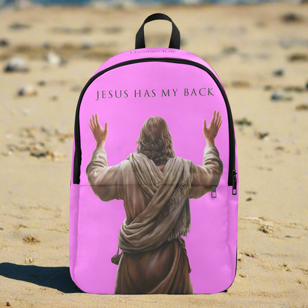 "Jesus Has My Back" Christian Backpack (Choose Pink Shade)