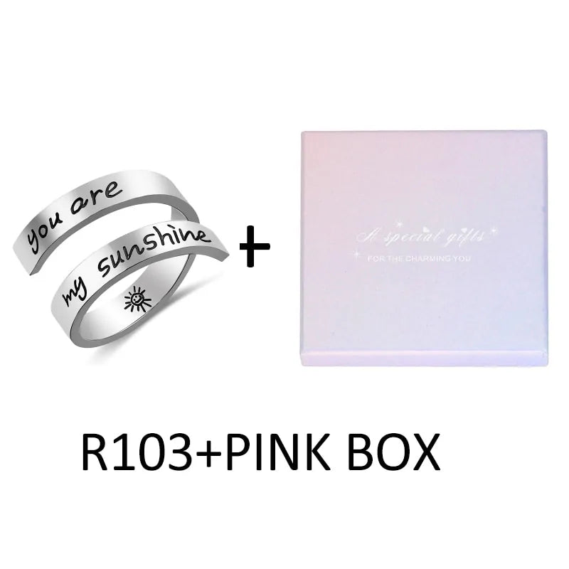 Adjustable Christian Faith Rings (Multiple styles) - You are My Sunshine R103 + Pink Box / 9-Adjustable - Jewelry
