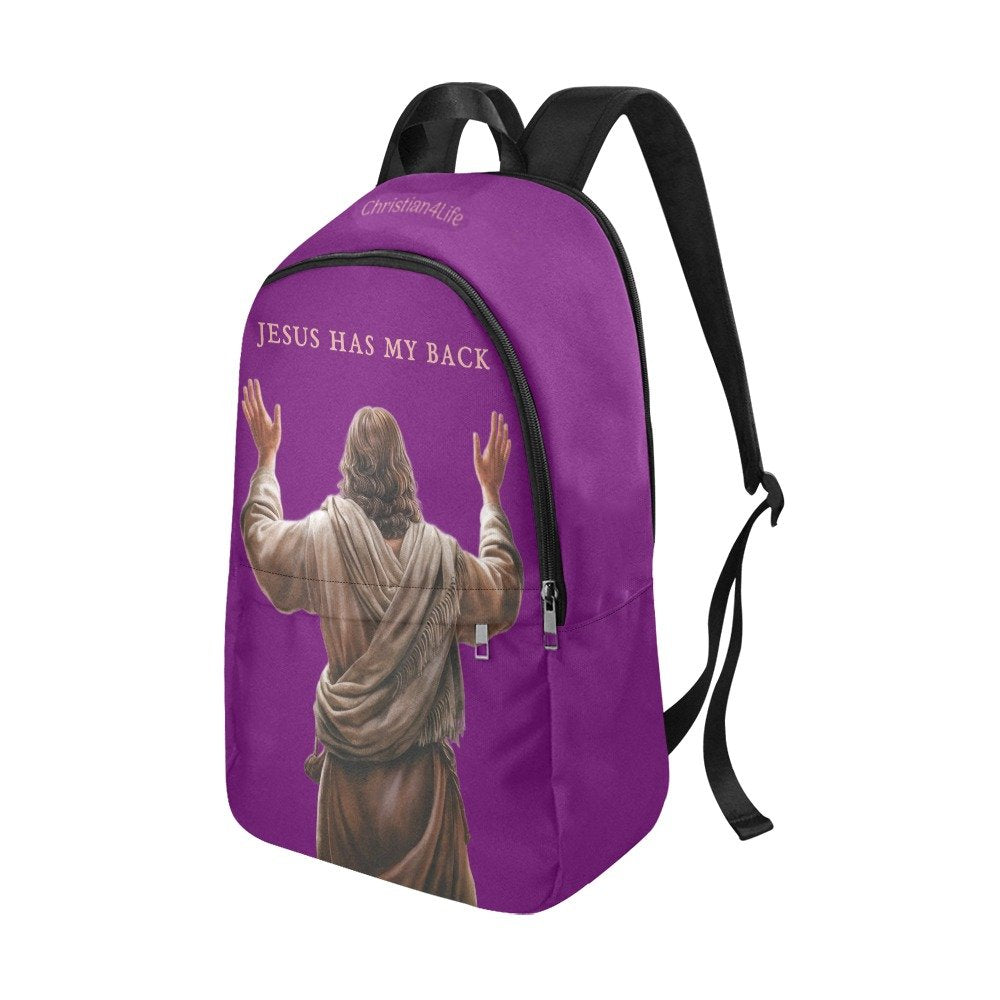 "Jesus Has My Back" Christian Backpack (Choose Purple Shade)