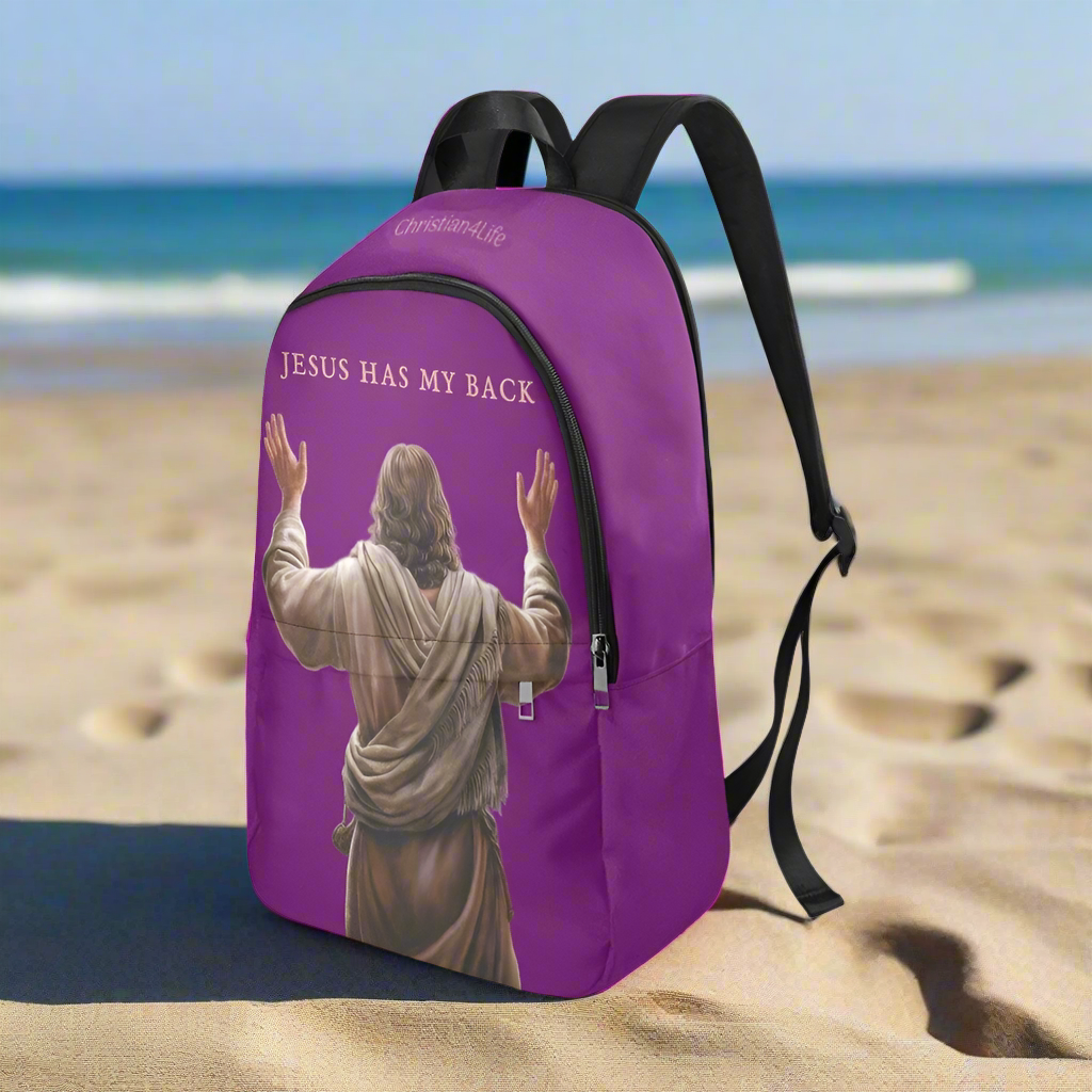"Jesus Has My Back" Christian Backpack (Choose Purple Shade)