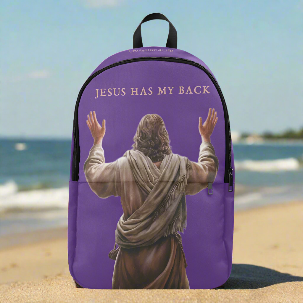 "Jesus Has My Back" Christian Backpack (Choose Purple Shade)