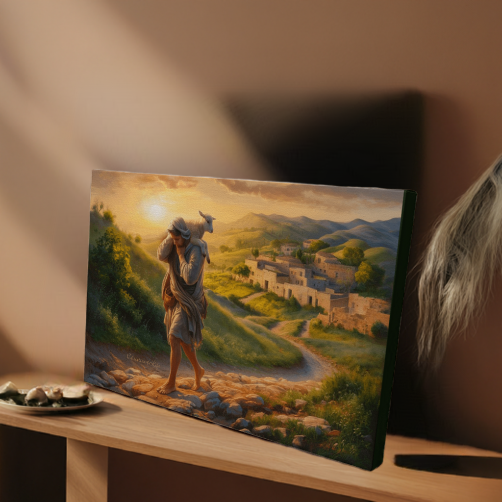 The Good Shepherd Saves Sheep - Gallery Wrapped Christian Wall Art Canvas - Canvas