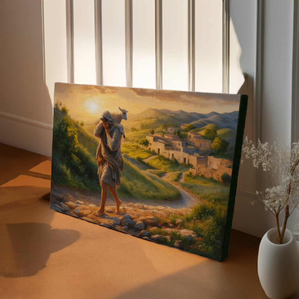 The Good Shepherd Saves Sheep - Gallery Wrapped Christian Wall Art Canvas - Canvas