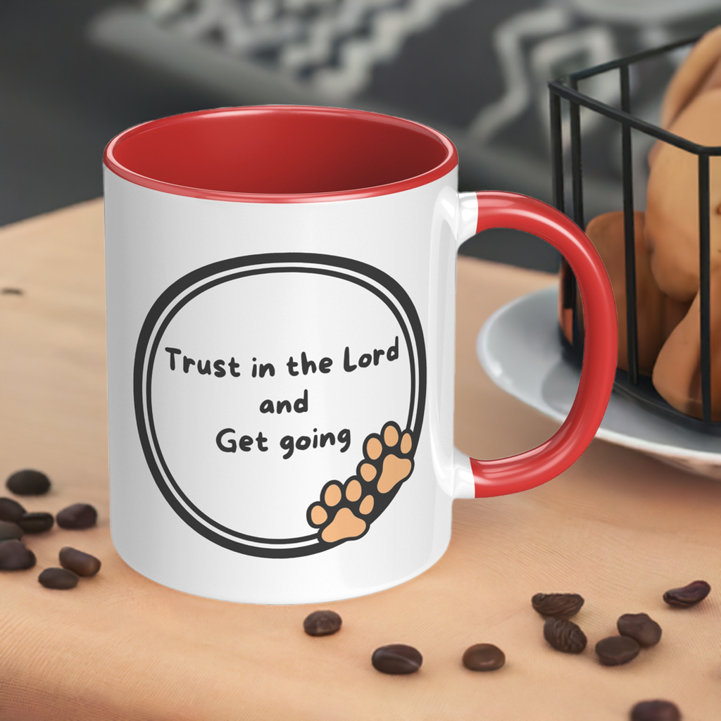 11oz ’God never sleeps but I always want to’ White Mug inside color schemes - Mug