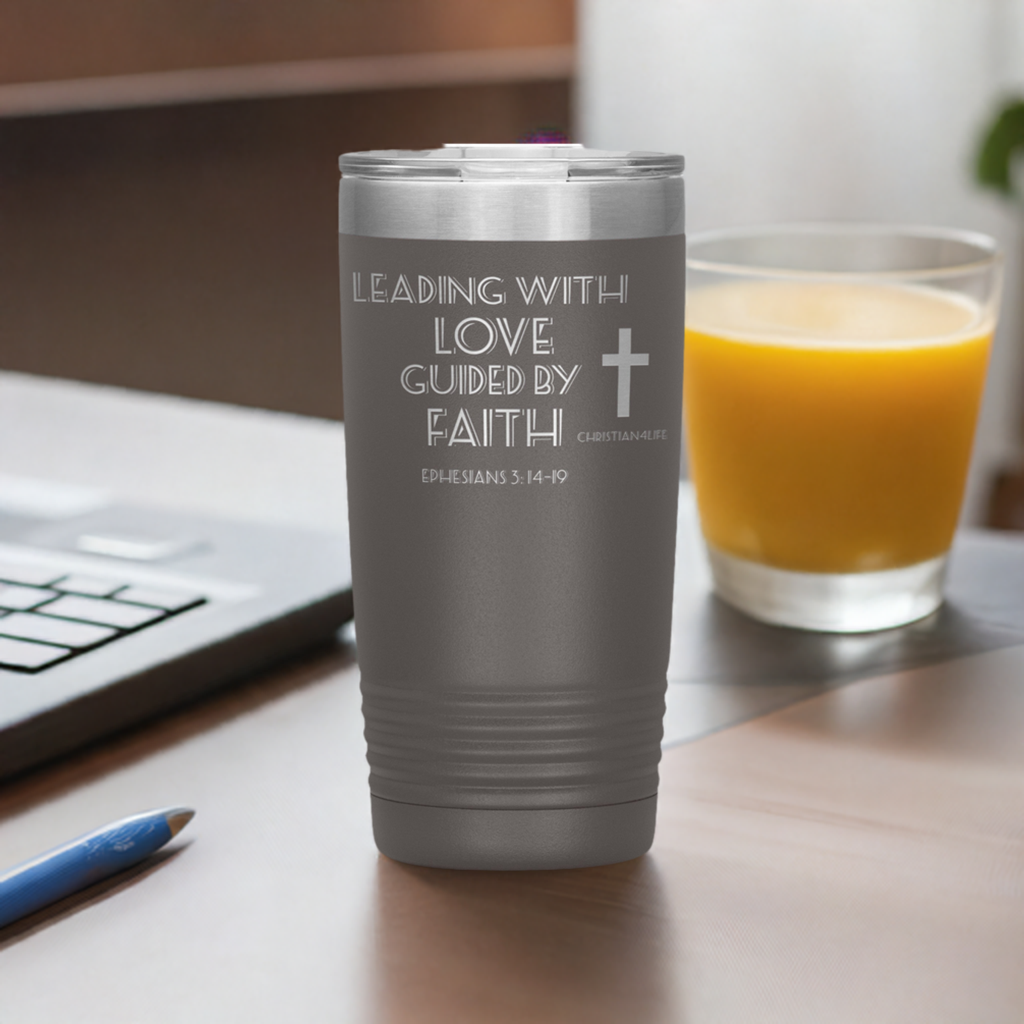 20oz Christian Insulated Tumbler -Leading with Love - Tumblers