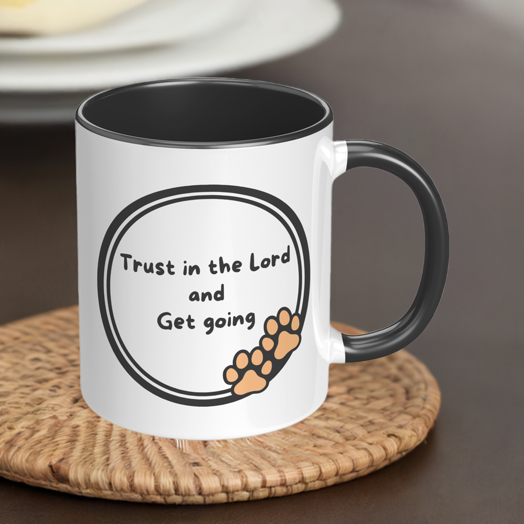 11oz ’God never sleeps but I always want to’ White Mug inside color schemes - Mug