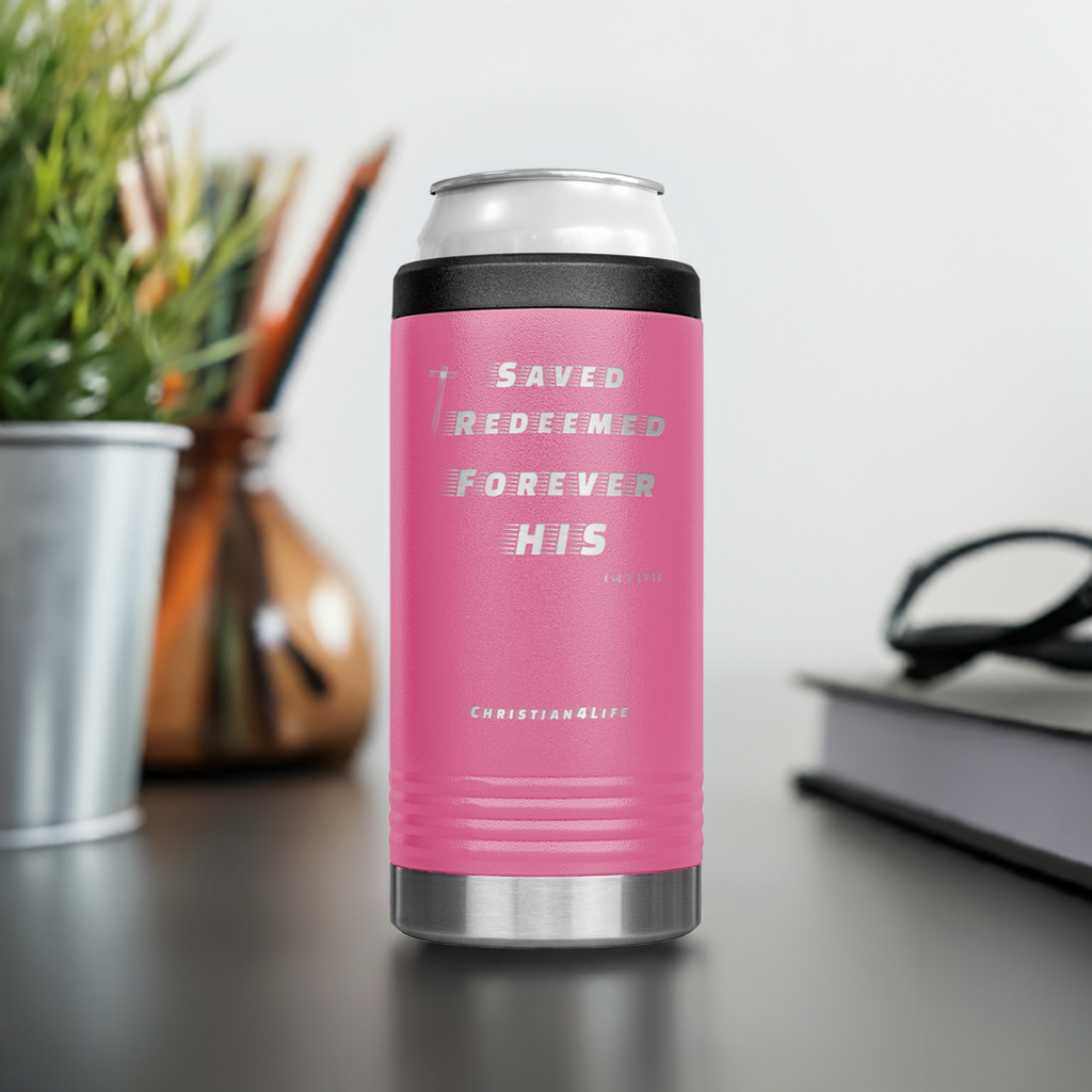12oz Christian Cozie Insulated Tumbler -Saved Redeemed Forever His - Tumblers