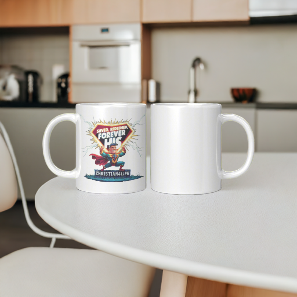 Christian ’Saved Redeemed forever His’ 11oz Mug in a variety of colors Christian Hero Mug - Mug