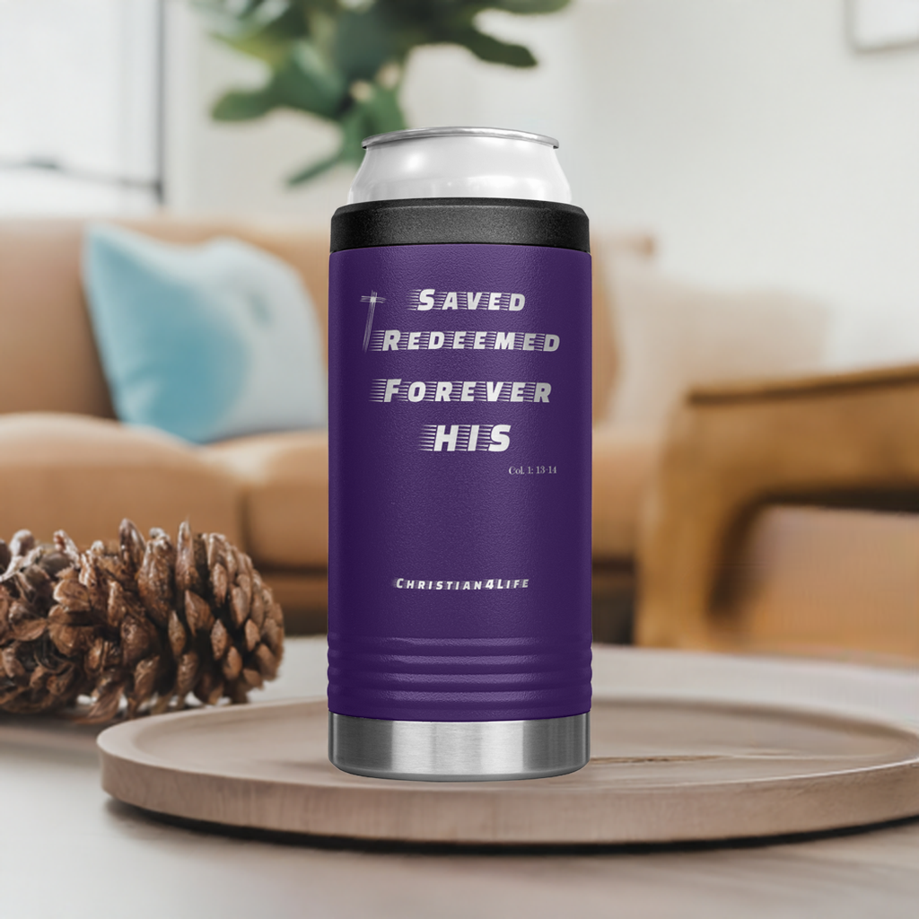 12oz Christian Cozie Insulated Tumbler -Saved Redeemed Forever His - Tumblers