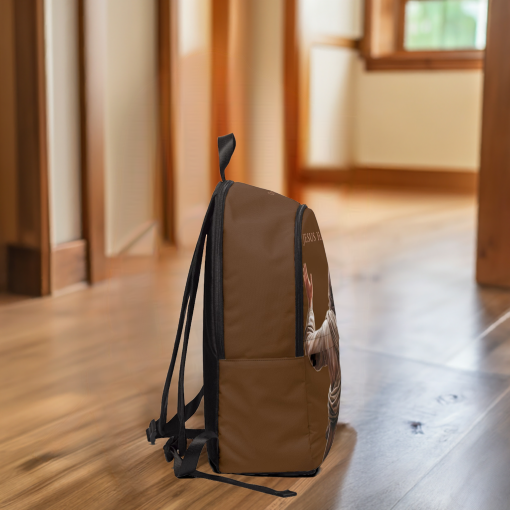 ’Jesus Has My Back’ Graphic design Christian Backpack (brown) - One size - Bags