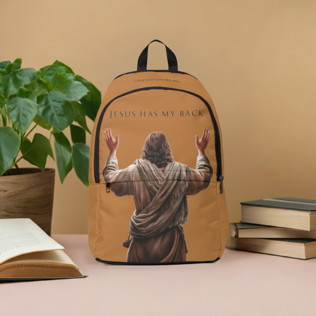 ’Jesus Has My Back’ Graphic design Christian Backpack (light brown) - One size - Bags