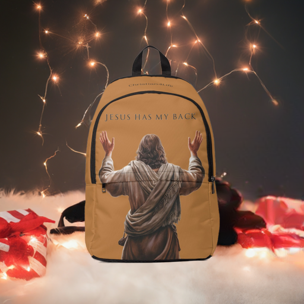 ’Jesus Has My Back’ Graphic design Christian Backpack (light brown) - One size - Bags