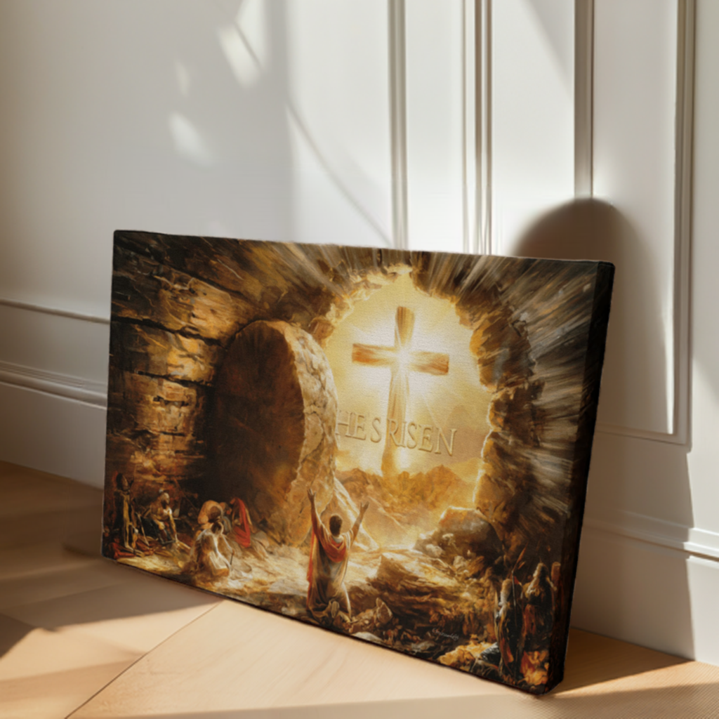 He Is Risen - Gallery Wrapped Canvas - Jesus Resurrection Christian Easter Wall Art - Canvas