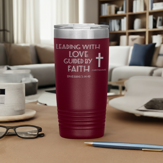 20oz Christian Insulated Tumbler -Leading with Love - Tumblers