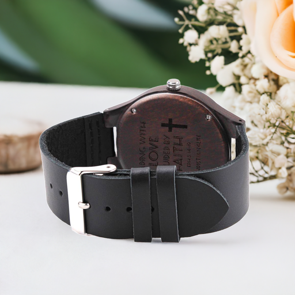 Leading with Love Engraved Wooden Watch - Watches