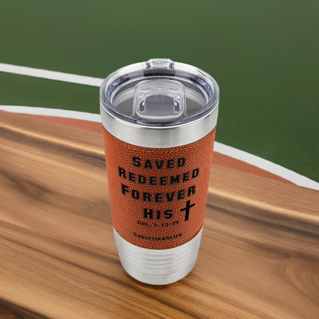 20oz Christian Basketball Tumbler - Saved Redeemed - Orange / Stainless steel - Tumblers