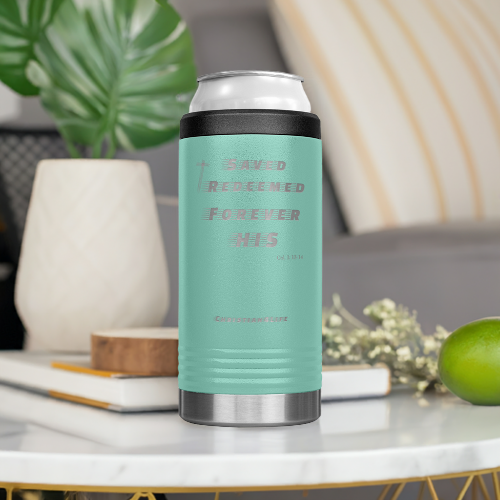 12oz Christian Cozie Insulated Tumbler -Saved Redeemed Forever His - Tumblers