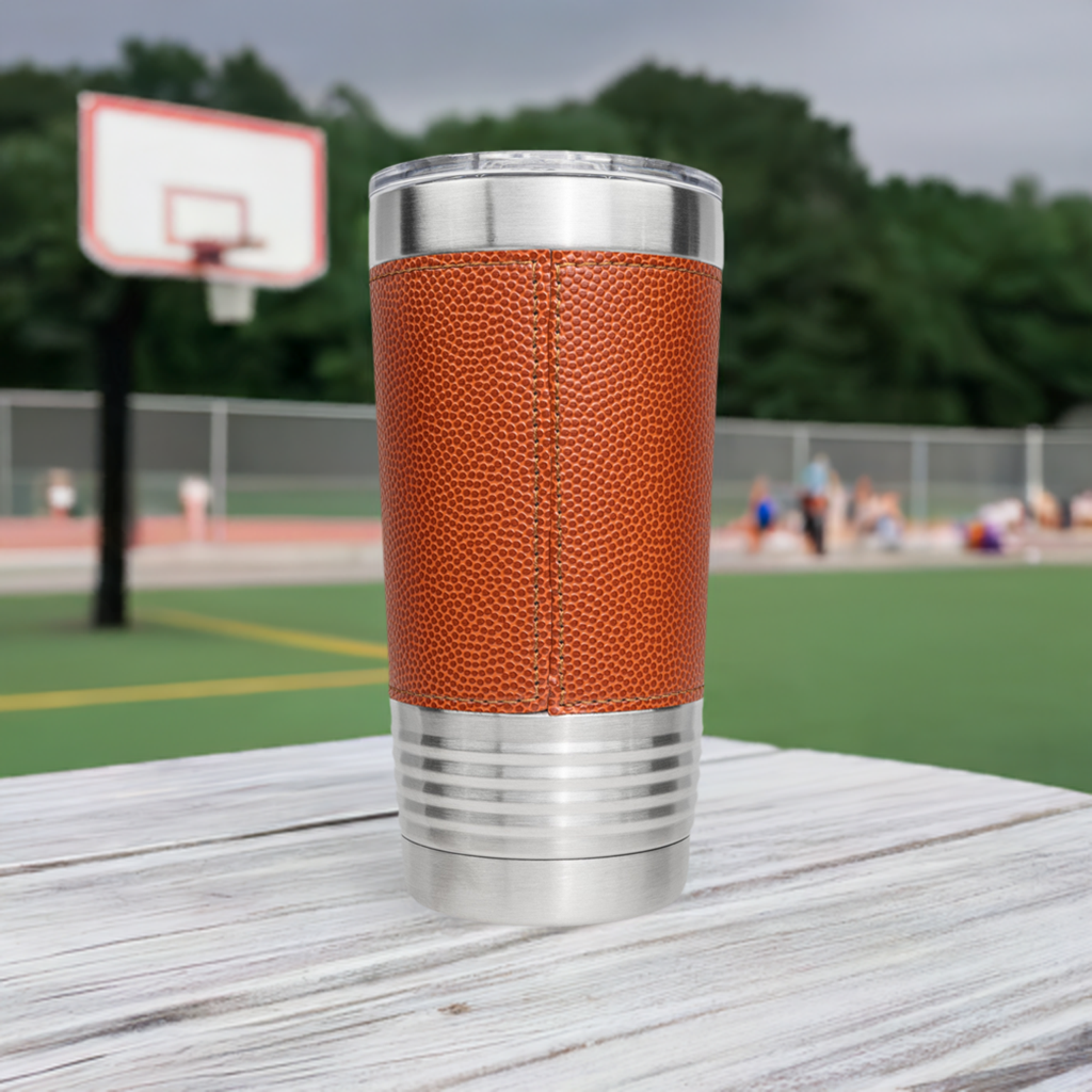 20oz Christian Basketball Tumbler - Saved Redeemed - Orange / Stainless steel - Tumblers