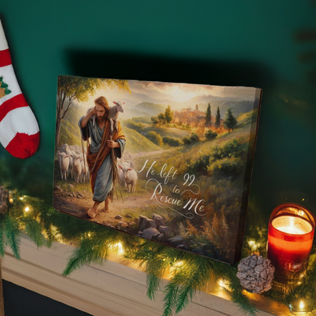 ’He Left 99 To Rescue Me’ Gallery Wrapped Christian Wall Art Canvas - Canvas