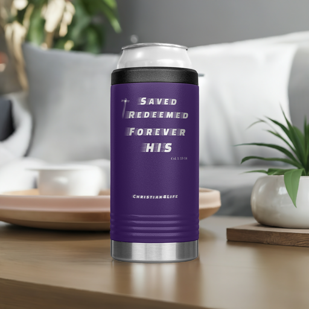 12oz Christian Cozie Insulated Tumbler -Saved Redeemed Forever His - Tumblers